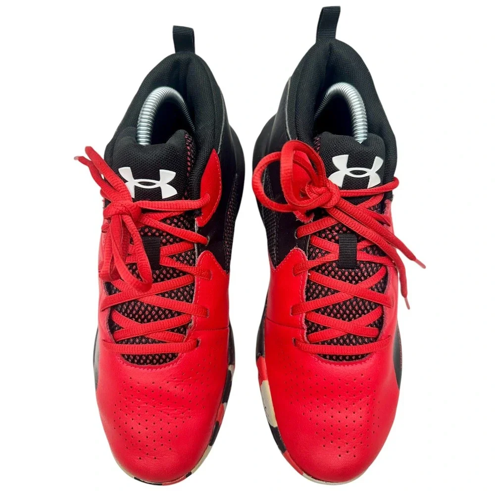 Under Armour Boys Lockdown 5 3023533-601 Red Basketball Shoes Sneakers‎ Size 7Y